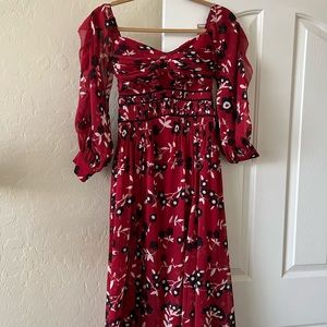 Self Portrait Dark Red MIDI dress. Size XS UK 4 US 0